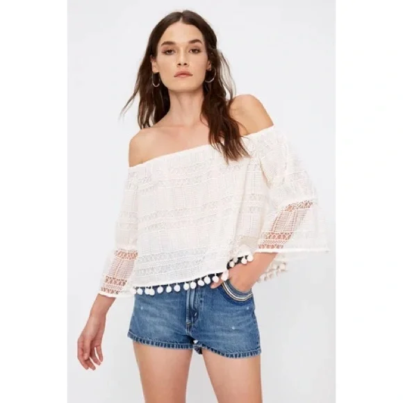 Tularosa Alexa Off Shoulder Top in Luster Ivory White - Picture 4 of 9